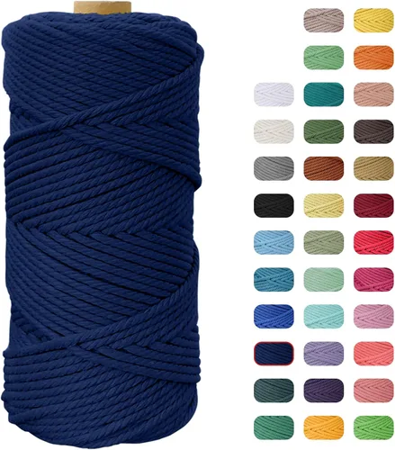 Miniatura 8 de JeogYong - Cordón de macramé de 0.157 pulgadas, cuerda natural de 4 hebras de algodón trenzado de 4 hebras para colgar en la pared, colgar plantas