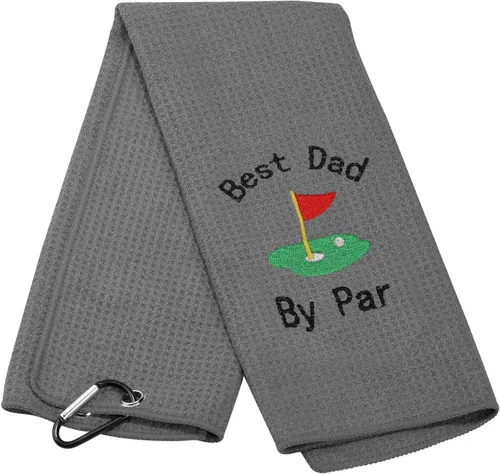 Miniatura 13 de JXGZSO Toalla de golf bordada para papá, toalla de golf bordada con clip (Best Dad by par)