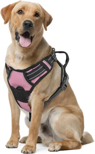 Miniatura 12 de MoNiBloom Arnés reflectante para perro, arnés de chaleco sin tirones con asa, arnés ajustable y acolchado suave para mascotas para perros grandes
