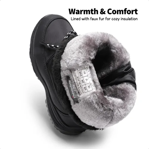 Miniatura 4 de DREAM PAIRS Botas de nieve de invierno antideslizantes con forro de piel sintética hasta la rodilla para niños y niñas