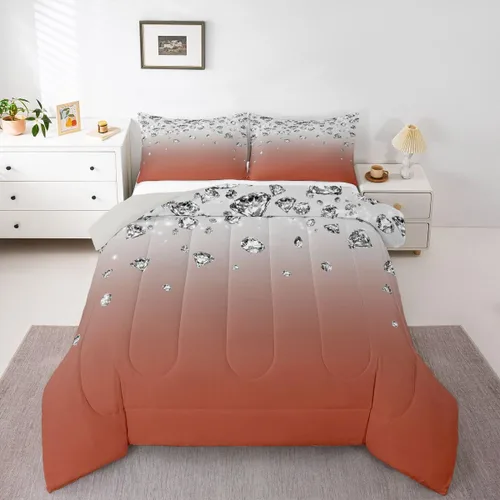 Miniatura 10 de Erosebridal Juego de edredón de color degradado morado, juego de ropa de cama de tamaño individual, moderno, abstracto, para adultos, mujeres