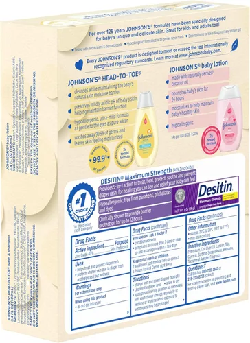 Miniatura 7 de Johnson's Baby Care Essentials - Juego de regalo, loción corporal y pasta de óxido de zinc para la piel delicada del bebé, paquete económico