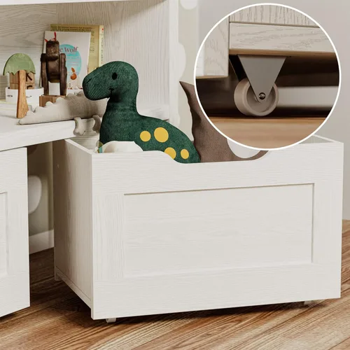 Miniatura 6 de IRONCK Organizador de almacenamiento de juguetes con cajones, caja de juguetes de piso con ruedas y estante abierto, baúl de almacenamiento