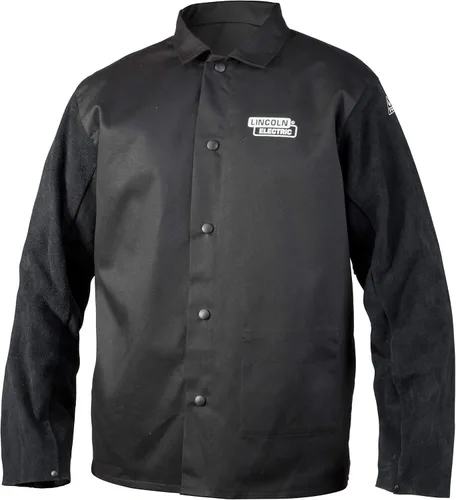 Lincoln Electric chaqueta de soldadura unisex para adultos, tradicional de mangas de cuero divididas, color negro, talla mediana US