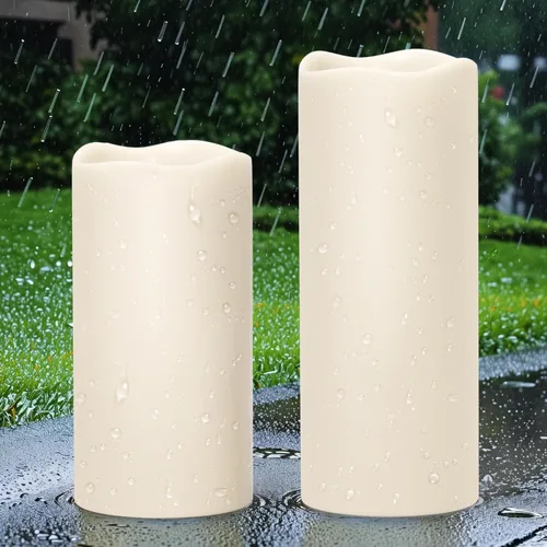 Miniatura 9 de GenSwin Velas LED parpadeantes sin llama de 4 x 6.5 pulgadas, funcionan con pilas con temporizador de 6 horas, velas votivas de cera real cálida