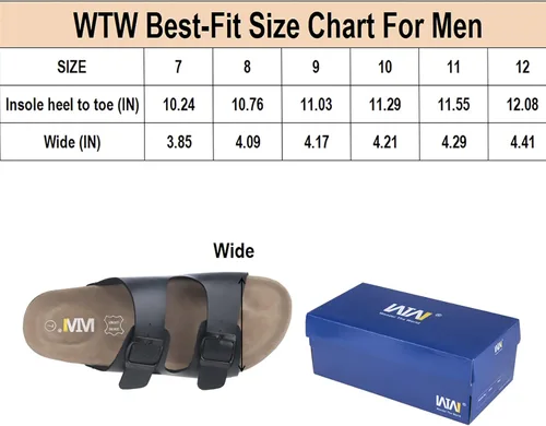 Miniatura 8 de WTW Arizona - Sandalias de corcho para hombre, con correa de hebilla de metal ajustable para hombre, estilo casual