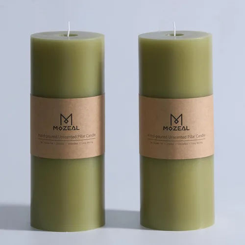 Miniatura 50 de MOZEAL Velas grandes sin perfume vertidas a mano de 3 x 8 pulgadas, sin humo, juego de 2, combustión lenta, sin goteo, aproximadamente 150 horas