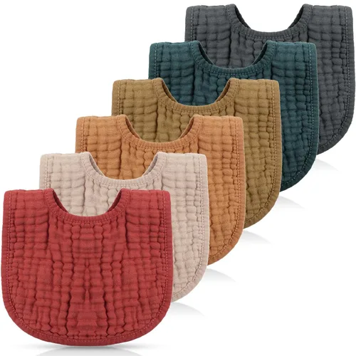 Miniatura 15 de Frienda 6 piezas de baberos de muselina para dentición de bebé, bandana, baberos, 6 capas absorbentes para bebé, niño y niña, paño de algodón