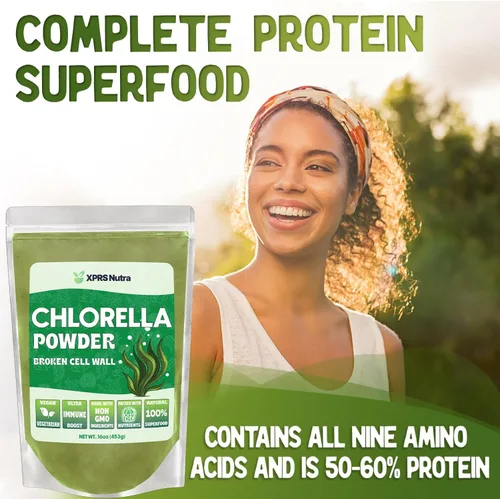 Miniatura 2 de XPRS Nutra Chlorella Powder - Polvo de clorofila de pared celular rota para inmunidad - Chlorella vegana amigable para proteínas completas (16 onzas)