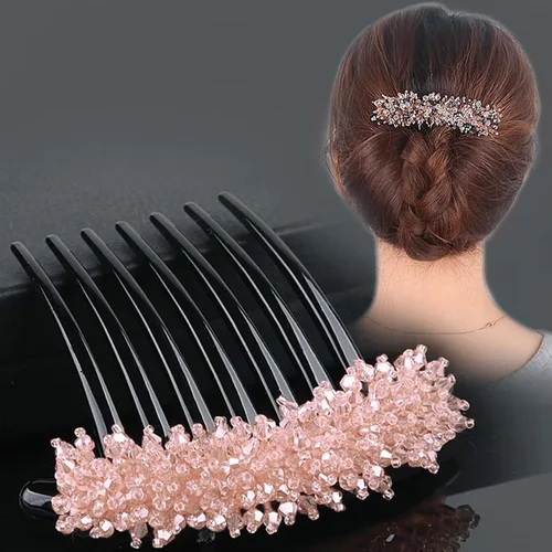 Miniatura 8 de Peine lateral de perlas para mujer, peines de pelo con diamantes de imitación, 7 dientes, accesorios de cristal vintage, accesorios para tocados