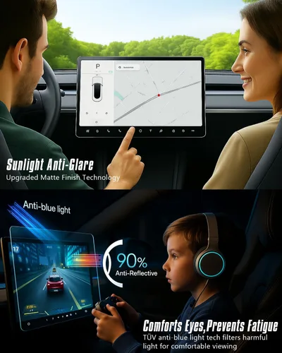 Miniatura 7 de Protector de pantalla para Tesla Model Y Modelo 3 Protector de pantalla de vidrio de 15.4 "Protector de pantalla de vidrio para asiento trasero 8
