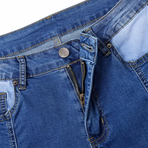 Miniatura 3 de vanberfia - Pantalones elásticos de cintura media para mujer, diseño retazos de mezclilla