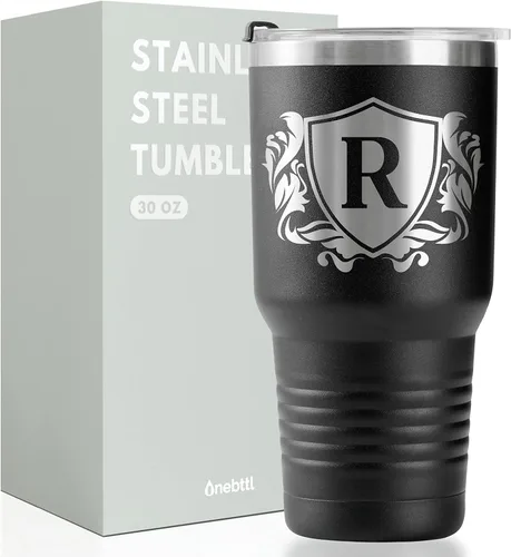 Onebttl Regalos personalizados para hombres con iniciales, vaso de viaje con monograma para él, tazas de café personalizadas, regalos únicos de