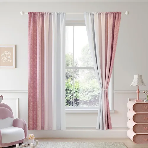 Miniatura 29 de Cortinas Ombre 100% Opacas de 63 Pulgadas de Largo 2 Paneles para Dormitorio Azul Blanco Patrón Degradado Oscurecimiento de Habitación Aislamiento