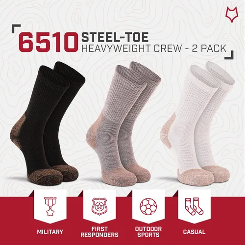 Miniatura 5 de FoxRiver - Calcetines de trabajo pesados con punta de acero para mujer (paquete de 2 pares)