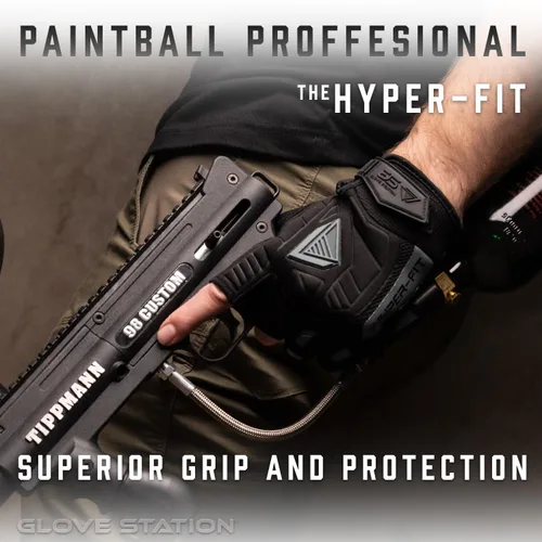 Miniatura 5 de Glove Station Hyper-Fit - Guantes tácticos de tiro y trabajo - Gris, Grande - Diseño de 2 dedos sin cubrir, equipo de paintball y airsoft