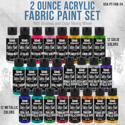 Miniatura 2 de U.S. Art Supply - Juego de pinturas permanentes acrílicas en 24 colores, botellas de 2 fl oz y un juego de 7 pinceles, pinturas artísticas