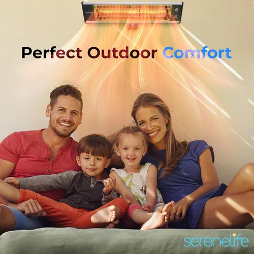 Miniatura 7 de SereneLife Calentador infrarrojo para patio, calentador eléctrico de pared con control remoto, 1500 W, aprobado IP65, inodoro, interior/exterior
