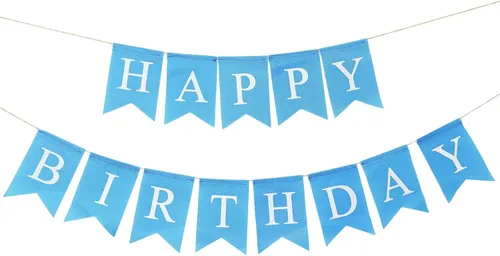 Cartel de feliz cumpleaños azul, prestrung reutilizable, cartel de cumpleaños para hombres, bebés, niños, decoración de fiesta de cumpleaños