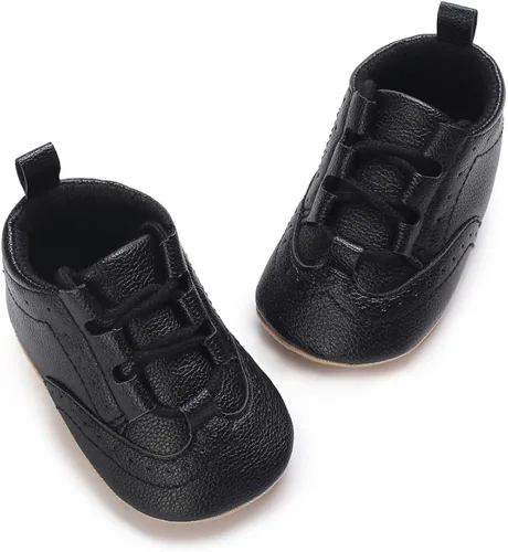 LAFEGEN Mocasines clásicos de piel sintética para bebés, niños y niñas, suela suave, zapatos de vestir Oxford, zapatos de vestir planos para
