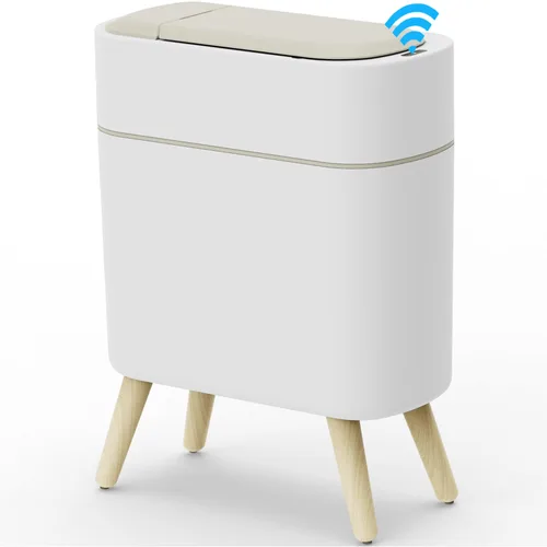 Miniatura 10 de Yatmung - Cubo de basura automático sin contacto moderno y elegante para baño - Papelera estrecha para dormitorio, cuarto de lavado, oficina