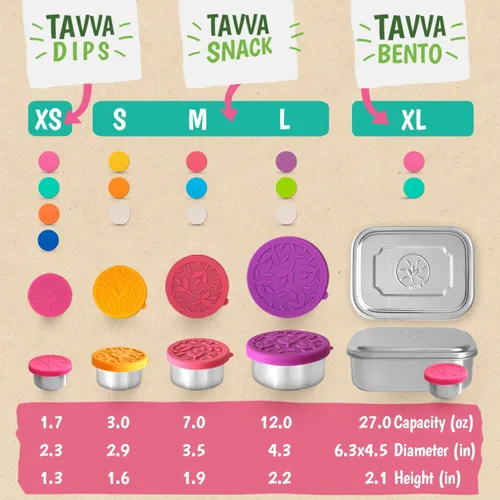 Miniatura 5 de TAVVA Recipientes de acero inoxidable para niños [12 onzas/7 onzas/3 onzas] – A prueba de fugas con tapas de silicona, lonchera para niños, lonchera