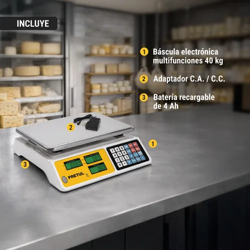 Miniatura 10 de Báscula electrónica Pretul 88.2 lbs de capacidad multifunción