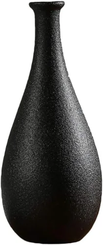ARTIBETTER Jarrón de cerámica negro de 7.87 x 3.34 pulgadas, simple jarrón decorativo para el hogar, oficina, escritorio, arreglos florales y