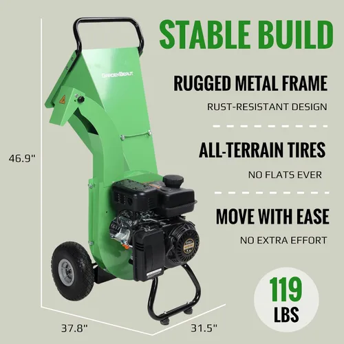 Miniatura 6 de Trituradora de madera S1, relación de reducción alta de 20:1, motor de gasolina resistente de 7 HP 212cc, capacidad máxima de diámetro de madera