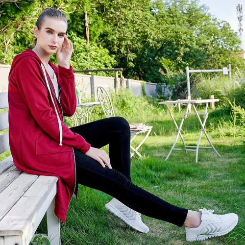 Miniatura 4 de DUOYANGJIASHA - Sudaderas largas con capucha chaquetas de vellón de invierno de punto sudaderas casuales con cremallera
