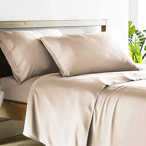 Miniatura 2 de Sábanas de algodón de alta calidad hotelera de 600 hilos, 100% tejido satinado, sábanas lisas con sábana elástica de bolsillo profundo con funda