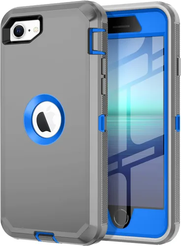 Miniatura 13 de I-HONVA - Carcasa protectora de 3 capas para iPhone SE 2020, protector de pantalla integrado, a prueba de golpes, polvo y caídas, resistente