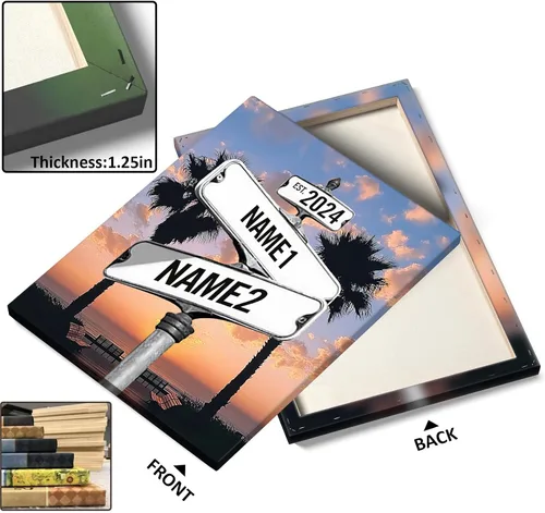 Miniatura 71 de Impresiones en lienzo personalizadas: letrero de calle Crossroads para parejas, arte de pared, nombres y fechas, regalo personalizado, impresión