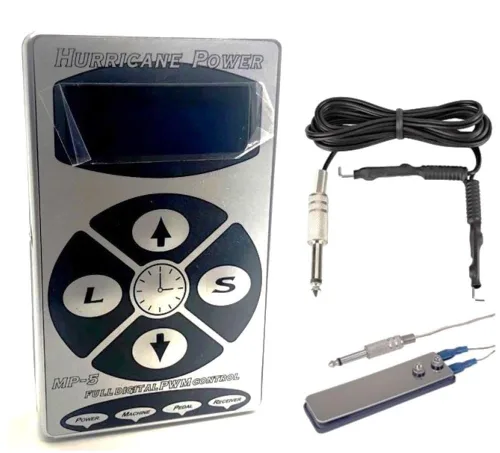 Miniatura 2 de DGT MP-5 Digital LCD Tatuaje Fuente de alimentación Liner/Shader Pedal de pie y cable de clip