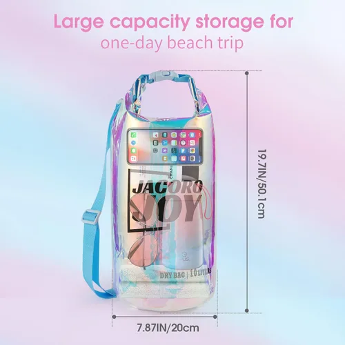 Miniatura 2 de Bolsa seca iridiscente, bolsa de playa impermeable de 5L Lightweight & durable TPU material, Fashionable vibrant design, Sand-proof &