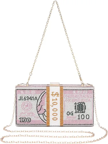 Miniatura 4 de Bolso de mano de dólar para mujer de Covelin bolso de mano de noche con diamantes de imitación