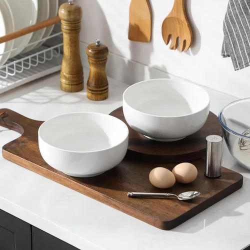 Miniatura 9 de MALACASA Juego de Tazones para Ensalada, 44 OZ (7") Tazones Grandes para Sopa Tazones para Cereal para Cocina, Juego de Tazones de Cerámica Blanca