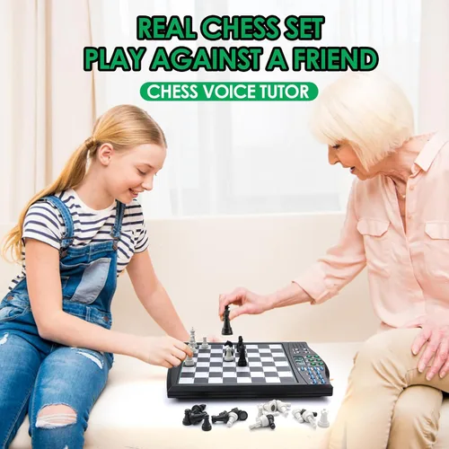 Miniatura 3 de Tablero de ajedrez electrónico Talking Chess Academy, tablero de ajedrez inteligente con sistema de enseñanza de voz, juego de ajedrez