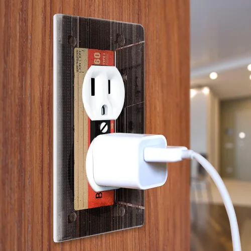 Miniatura 3 de WIRESTER Placa de pared dúplex con cubierta de salida - Cinta de casete vintage roja