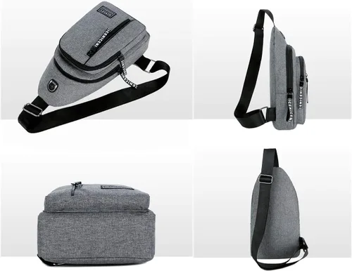 Miniatura 3 de YERCHIC Bolso bandolera pequeño cruzado en el pecho, hombro resistente al agua, bolsa de viaje con correa para hombres y mujeres con agujero