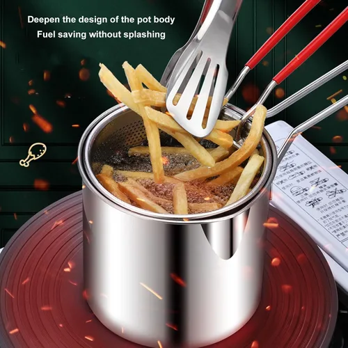 Miniatura 5 de Olecranon - Olecranon - Olla pequeña de acero inoxidable para freír pescado, camarones y pollo (juego de 5 piezas: olla + cesta coladora)
