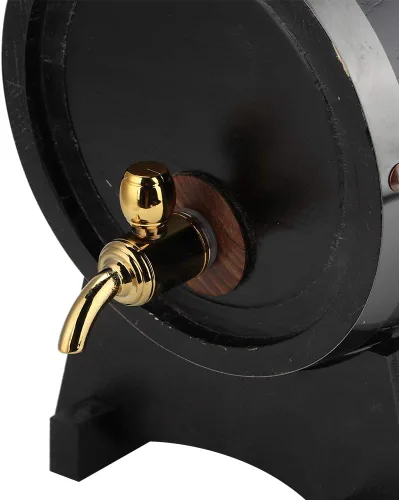 Miniatura 6 de Barril de envejecimiento de roble, contenedor de barril de vino de alta calidad de roble rojo negro a rayas vintage de 3 litros con soporte