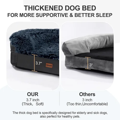 Miniatura 3 de iweepet Camas ortopédicas esponjosas para perros grandes y extragrandes, sofá cama calmante de 41 pulgadas para perros con espuma de apoyo 28D
