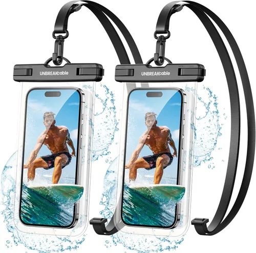 Miniatura 11 de UNBREAKcable Funda impermeable para teléfono, paquete de 2 fundas impermeables IPX8 para iPhone 16 15 14 13 12 11 Pro Max y Samsung S25 S24, bolsa
