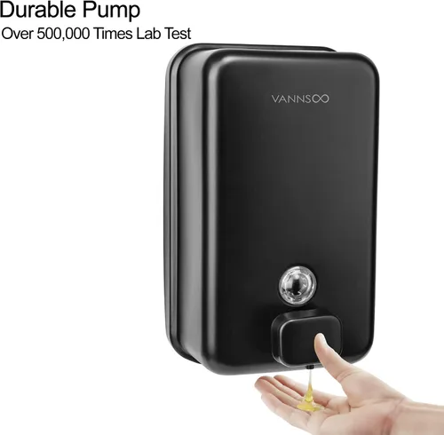 Miniatura 4 de Dispensador de jabón de manos montado en la pared, 40.6 fl oz, 40 onzas, dispensador de jabón líquido negro comercial de acero inoxidable para Negro