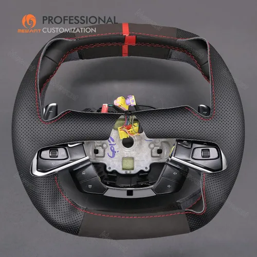 Miniatura 4 de MEWANT Funda para volante de automóvil de piel auténtica y gamuza cosida a mano para Chevrolet Stingray Z06 Corvette (C8) 2020-2022