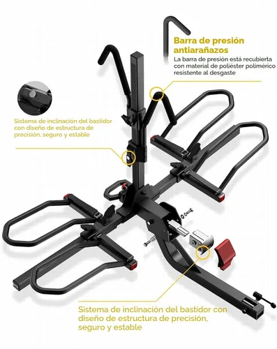 Miniatura 3 de KYX - Soporte de enganche para bicicleta eléctrica de 220 lb, soporte de enganche para 2 bicicletas estilo plataforma para automóviles, camiones