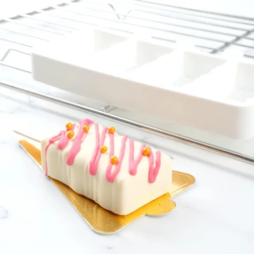 Miniatura 3 de Pastry Tek - Moldes para paletas de 4 cavidades, 10 moldes rectangulares para tartas, flexibles, congelables, de silicona blanca, fáciles