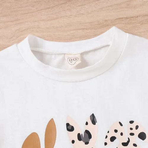 Miniatura 3 de 3pc Toddler Girls Kids Easter Cartoon Rabbit Printed Pullover Tops Spring Flared Pants Infant Stylish Headband