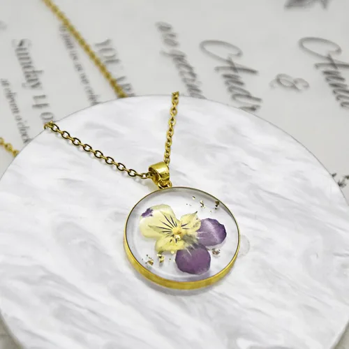Miniatura 154 de Pressed Flower Necklace Gift for Women Personalized Handmade Necklaces Birth Flower Necklace